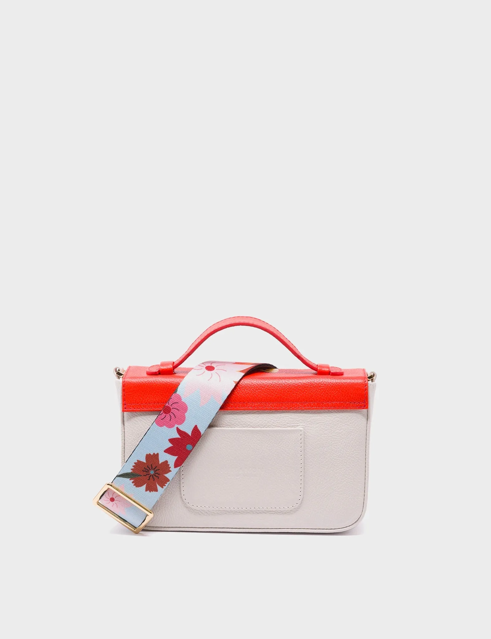 Amantis Cream and Fiesta Red Leather Crossbody Mini Handbag - Vintage Bloom Design