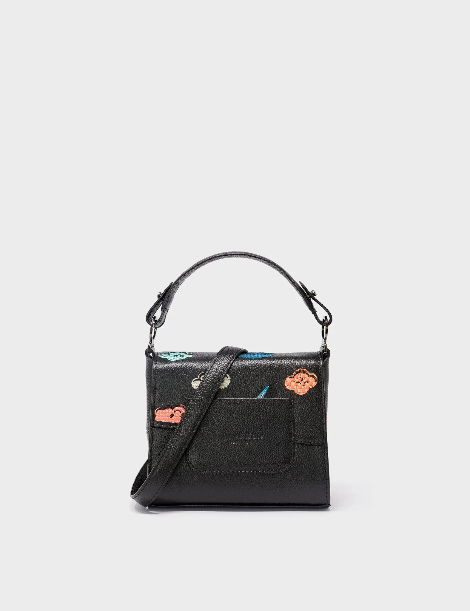 Anastasio Micro Crossbody Handbag Black Leather - Happy Clouds Design