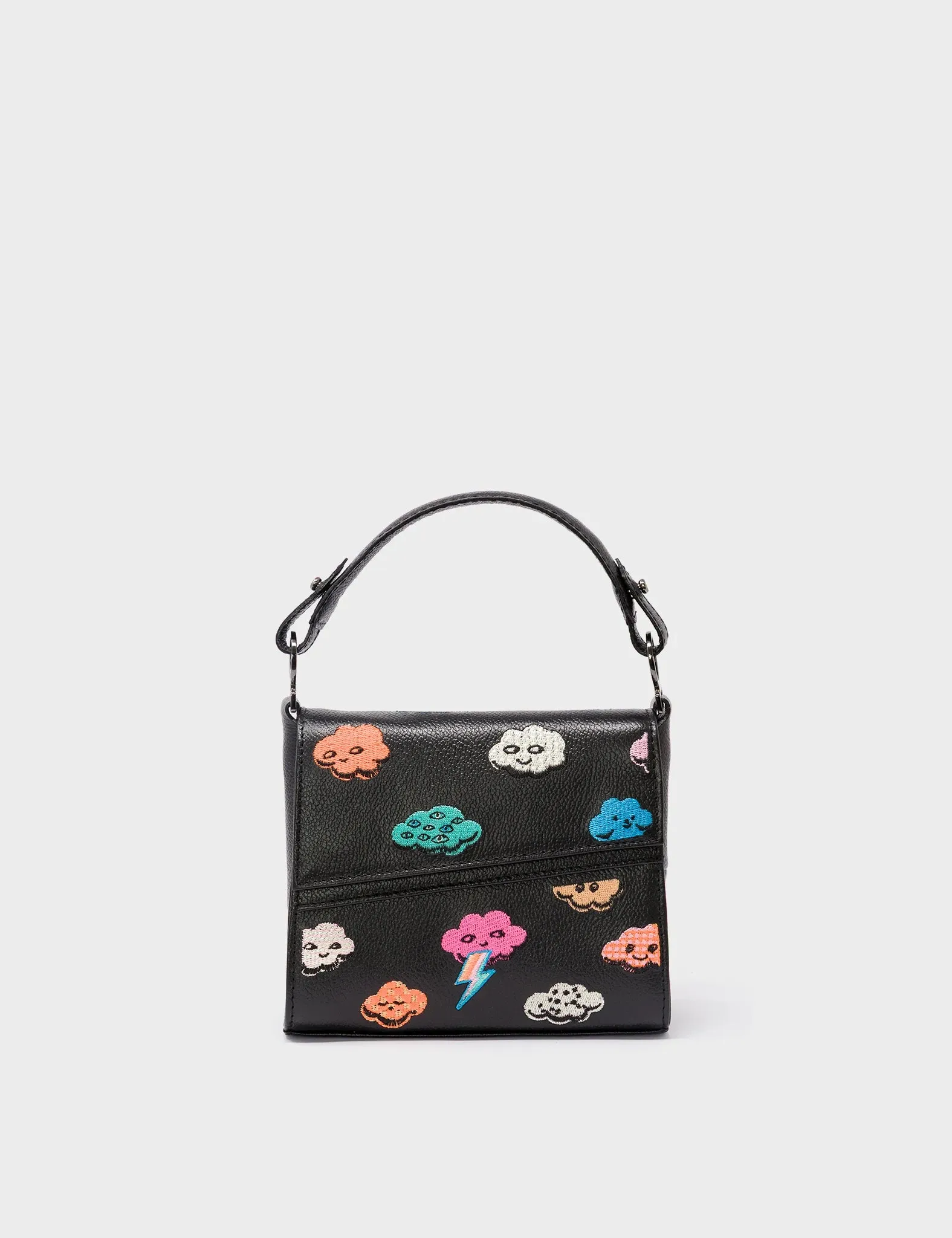 Anastasio Micro Crossbody Handbag Black Leather - Happy Clouds Design