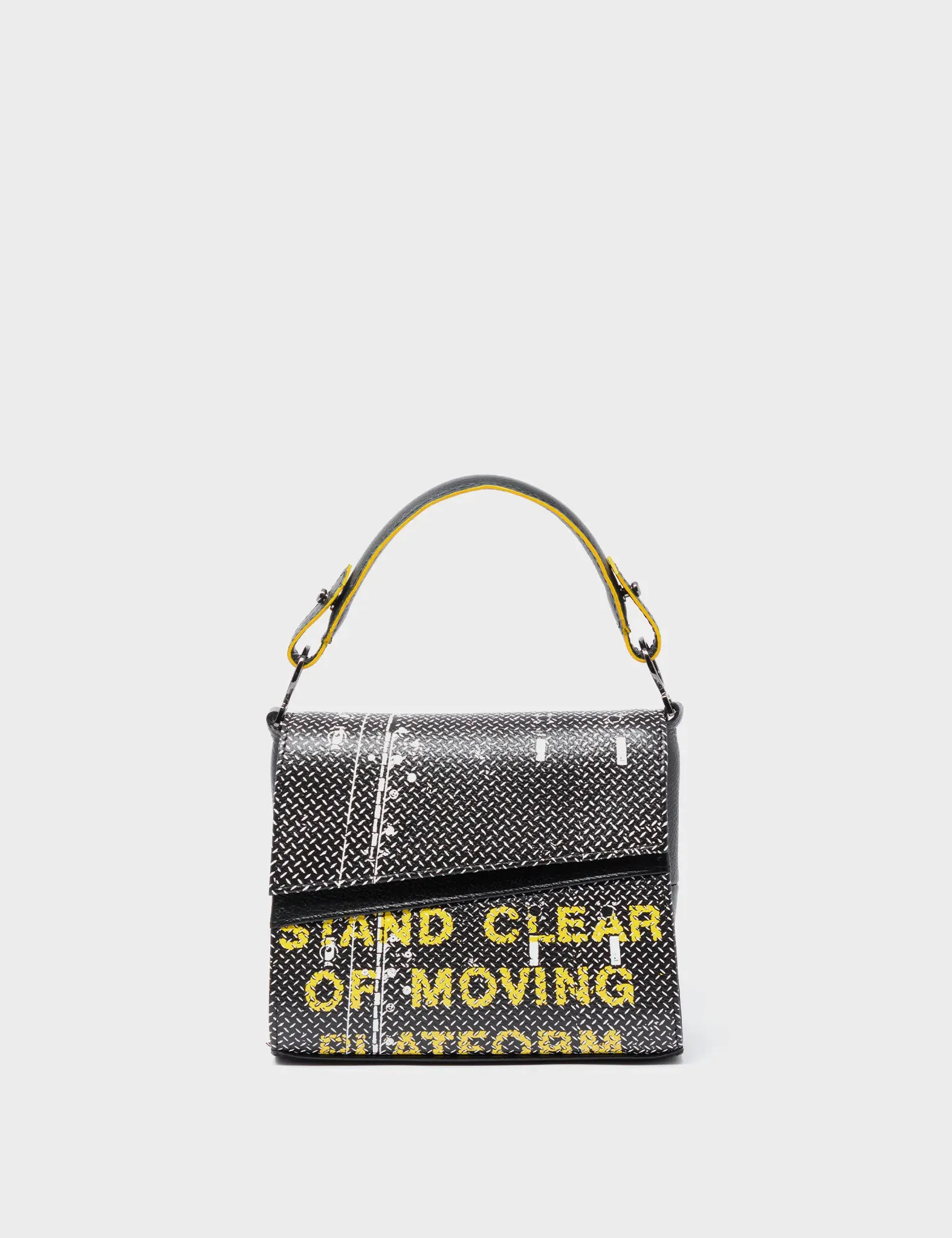 Anastasio Micro Crossbody Handbag Black Leather - Subway Platform Print