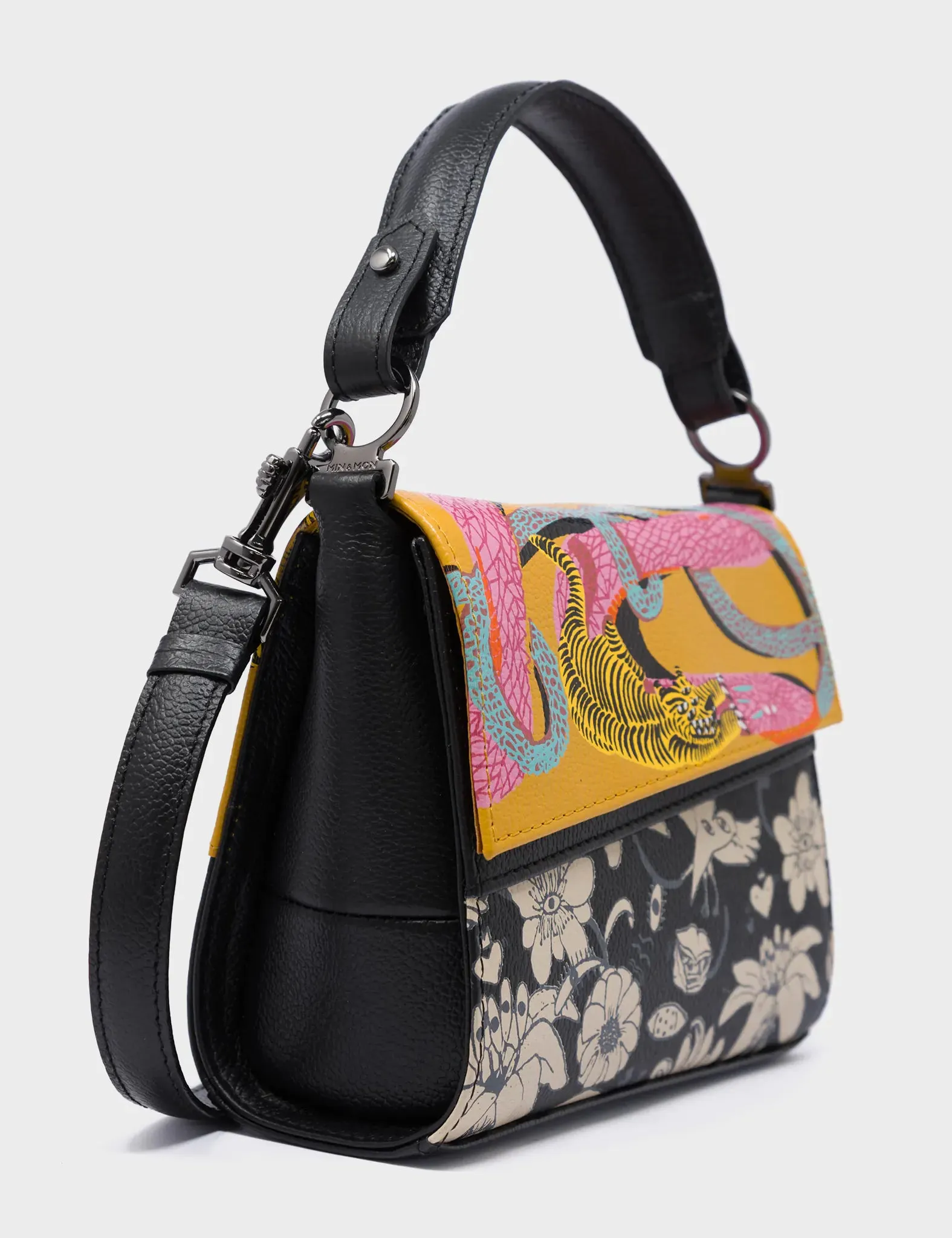 Anastasio Micro Crossbody Handbag Black Leather - Tangle Tales Black Design