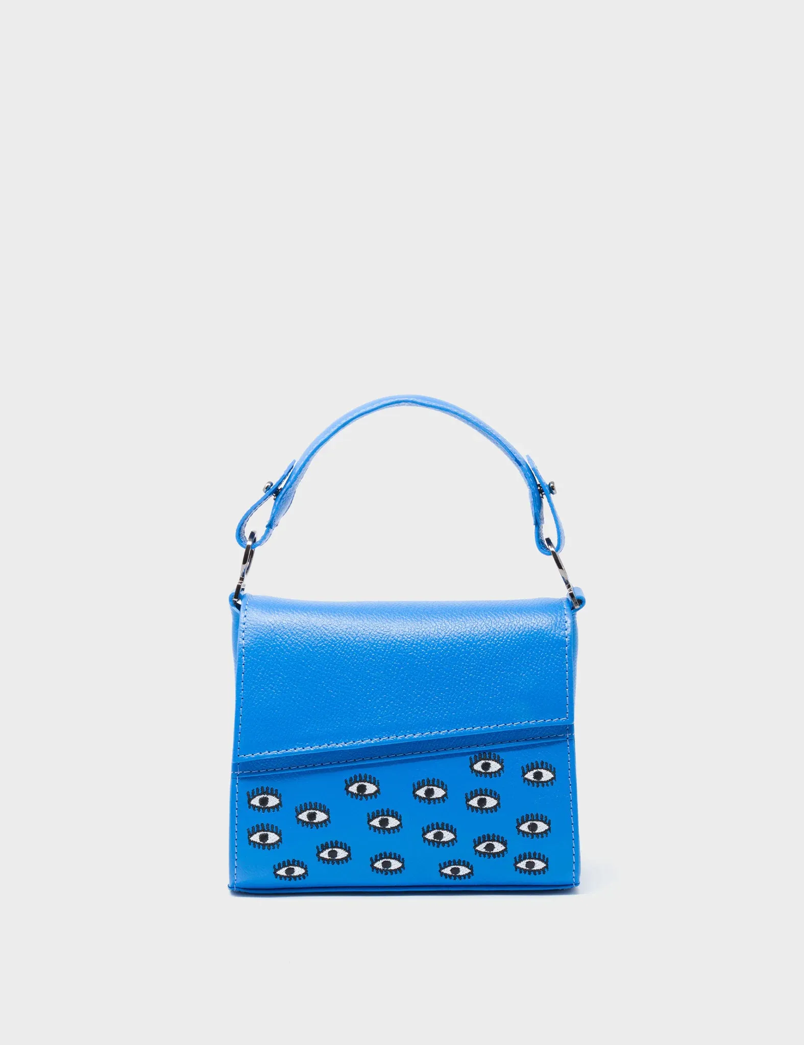 Anastasio Micro Crossbody Handbag Ibiza Blue Leather - All Over Eyes Embroidery