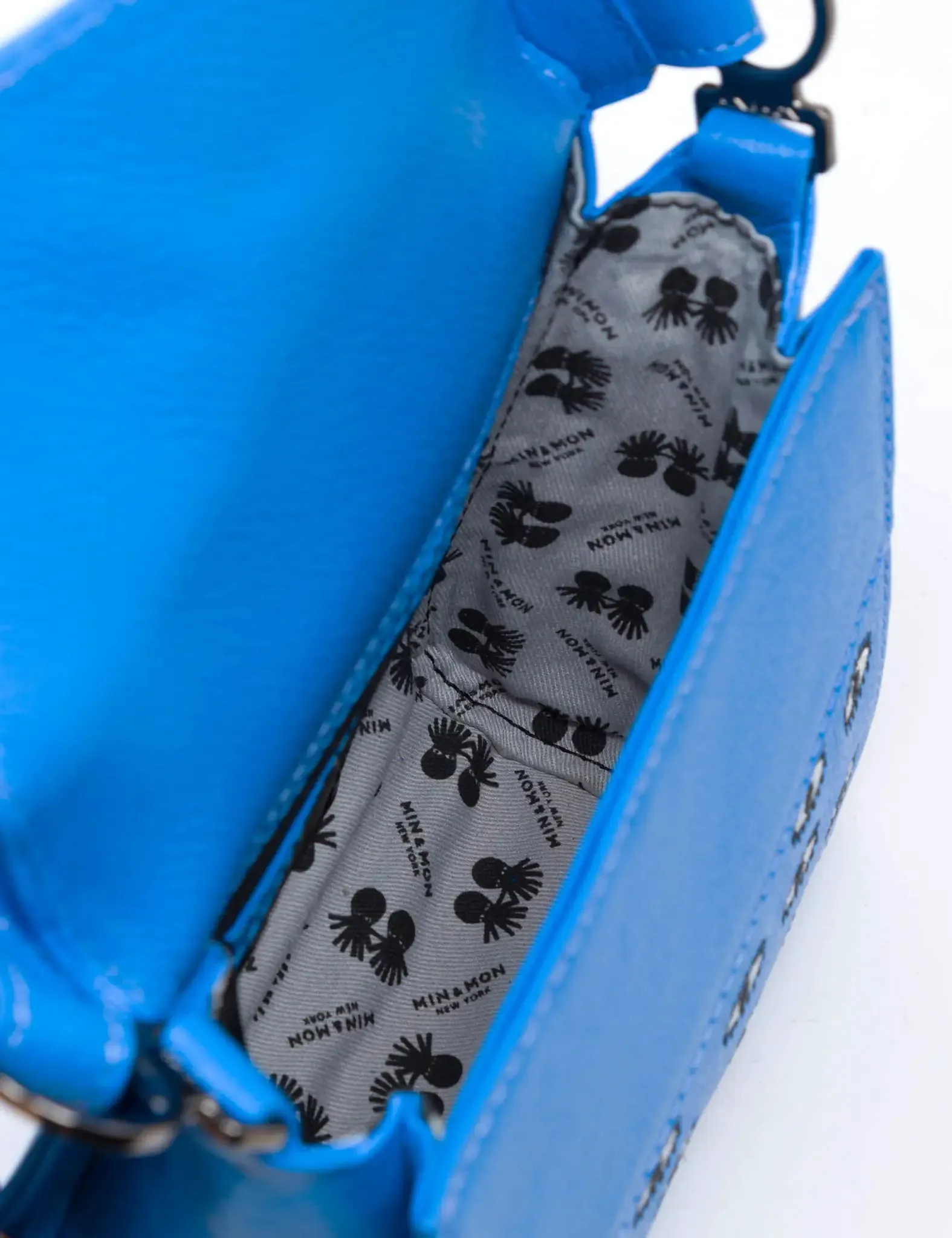 Anastasio Micro Crossbody Handbag Ibiza Blue Leather - All Over Eyes Embroidery