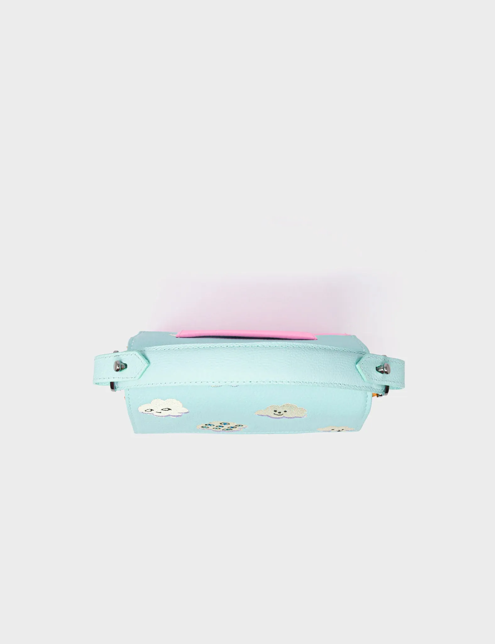 Anastasio Micro Crossbody Handbag Water Ballet Blue and Bubblegum Pink Leather - Happy Clouds Design