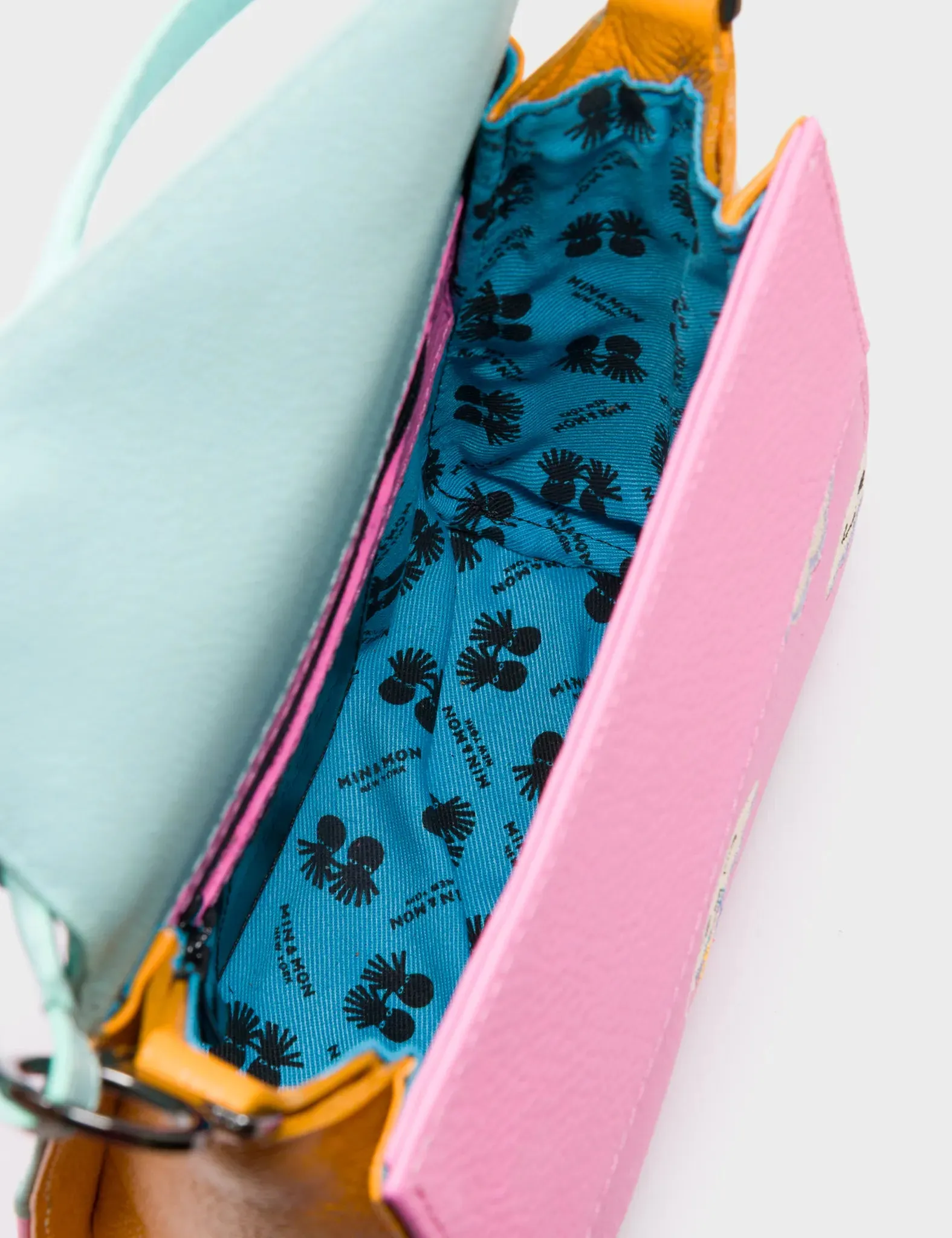 Anastasio Micro Crossbody Handbag Water Ballet Blue and Bubblegum Pink Leather - Happy Clouds Design