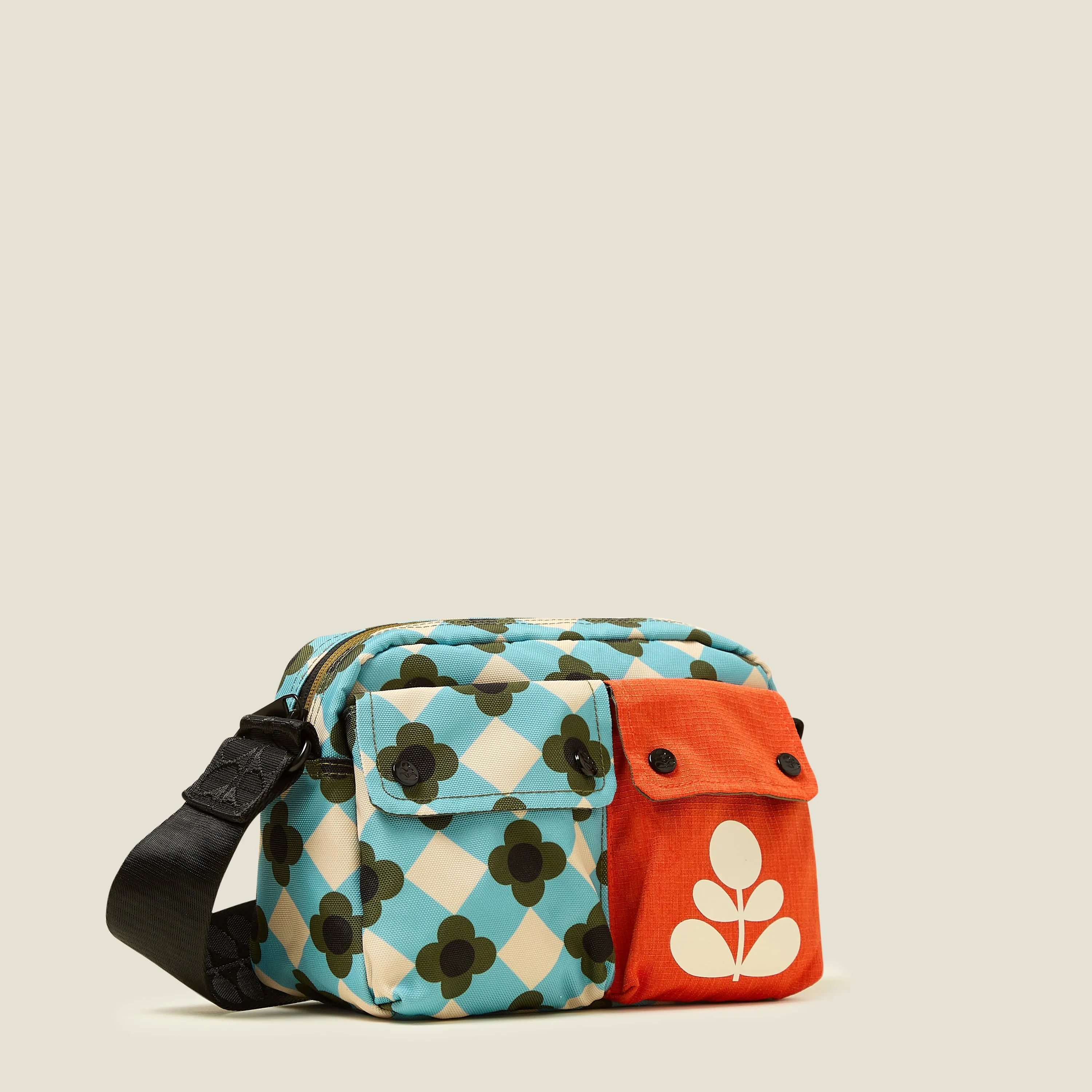Angle Camera Bag - Flower Check Ziggurat