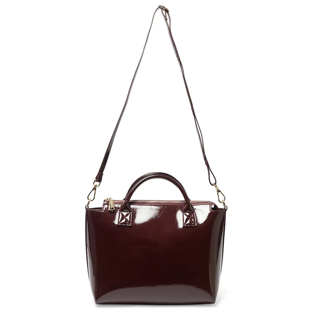 Baci Bag in Wine Crinkle Patent Patent