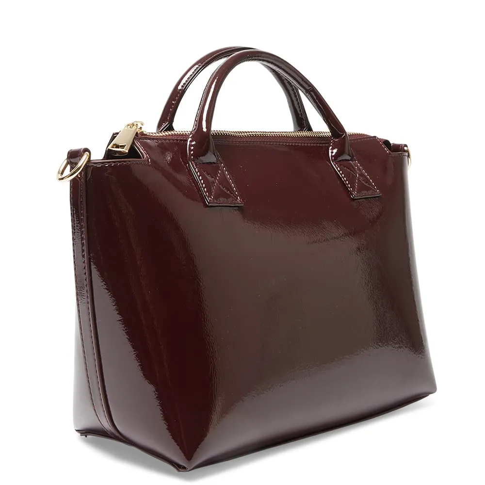 Baci Bag in Wine Crinkle Patent Patent