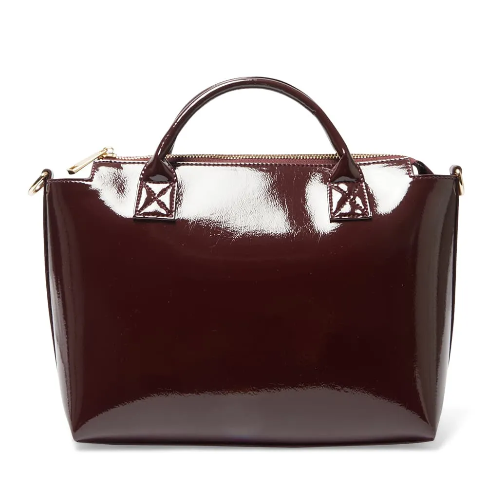 Baci Bag in Wine Crinkle Patent Patent
