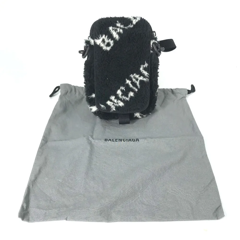 BALENCIAGA Shoulder Bag 593329 fur / nylon black Mokomoko explorer crossbody unisex(Unisex)