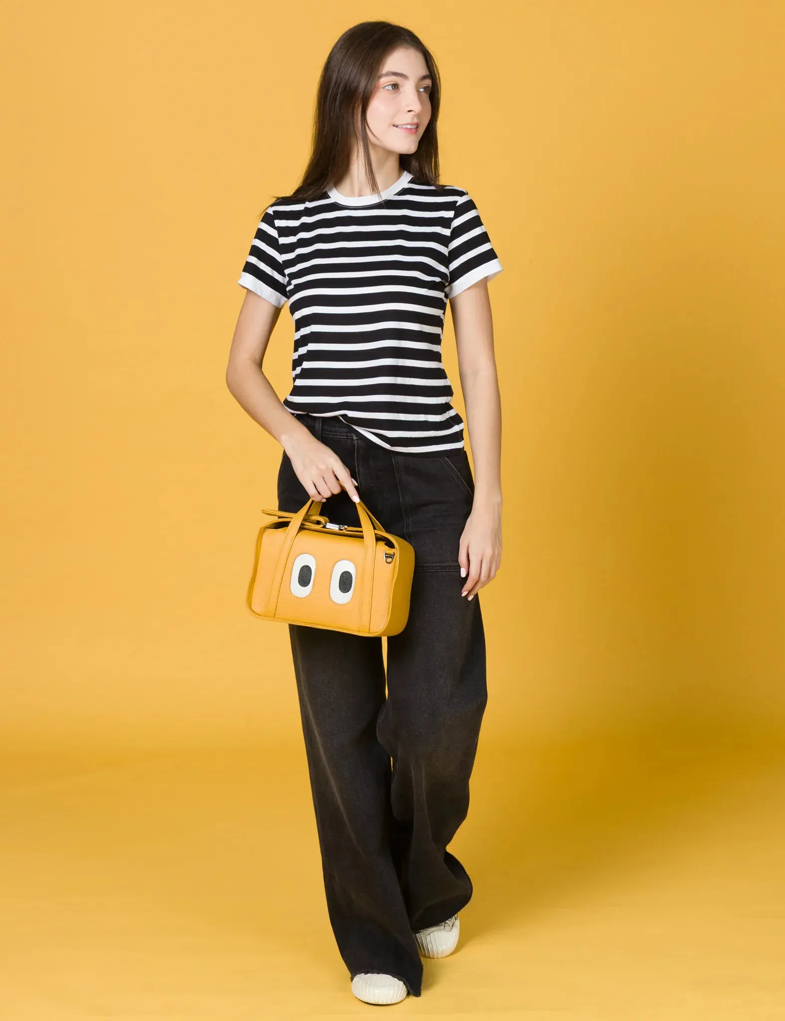 Benji Medium Crossbody Golden Glow Leather Bag - Look Up 