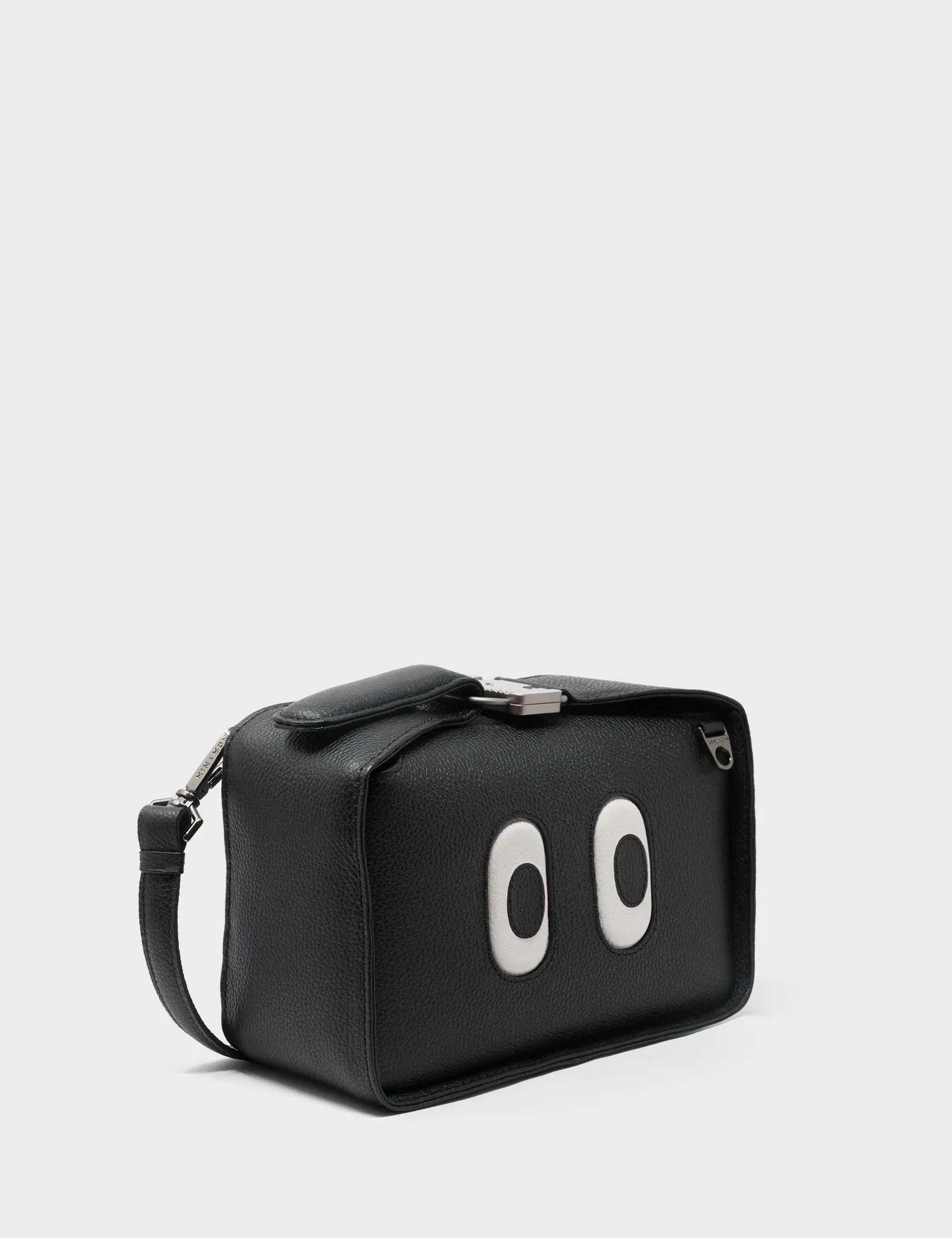 Benji Small Crossbody Black Leather Bag - Look Up 