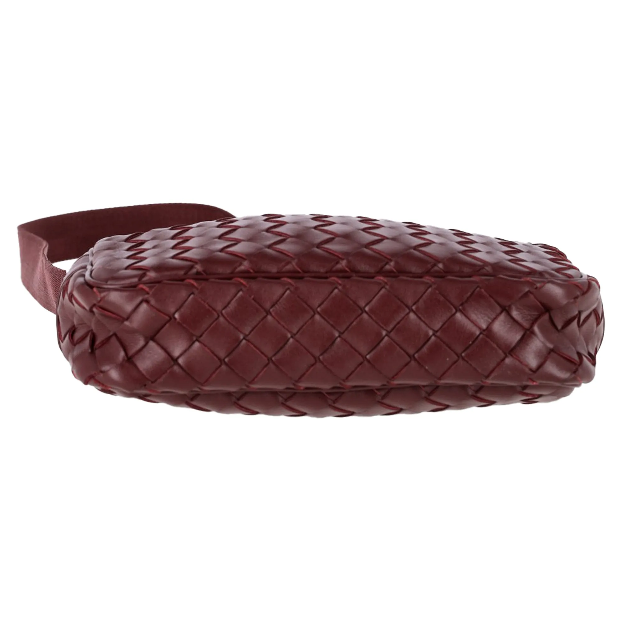 Bottega Veneta Small Intrecciato Camera Bag in Burgundy Calf Leather