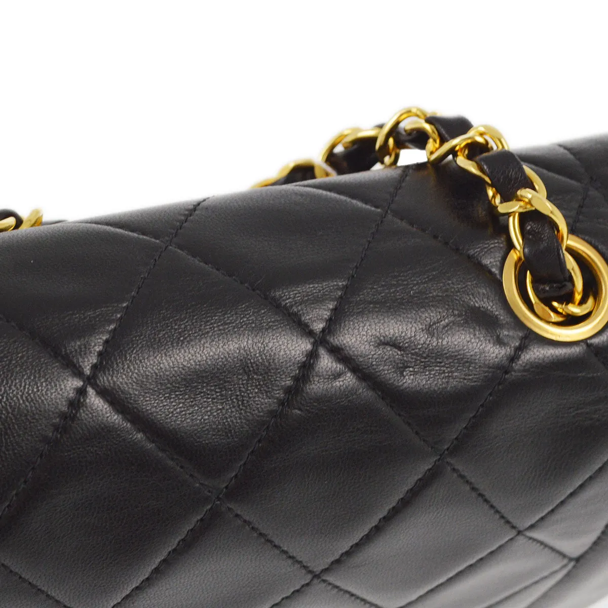Chanel 1991-1994 Black Lambskin Small Diana Shoulder Bag