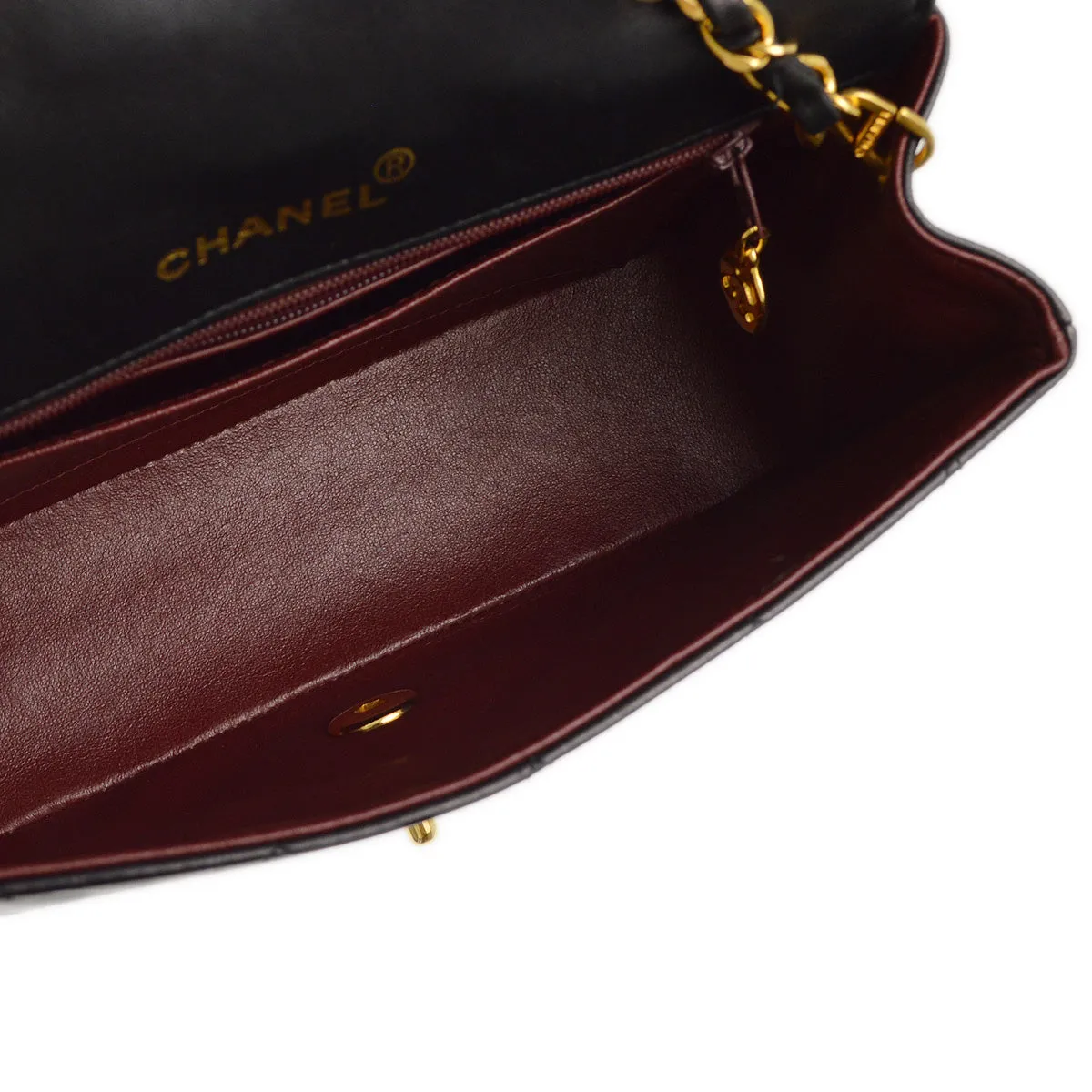 Chanel 1991-1994 Black Lambskin Small Diana Shoulder Bag