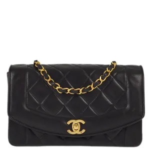 Chanel 1991-1994 Black Lambskin Small Diana Shoulder Bag