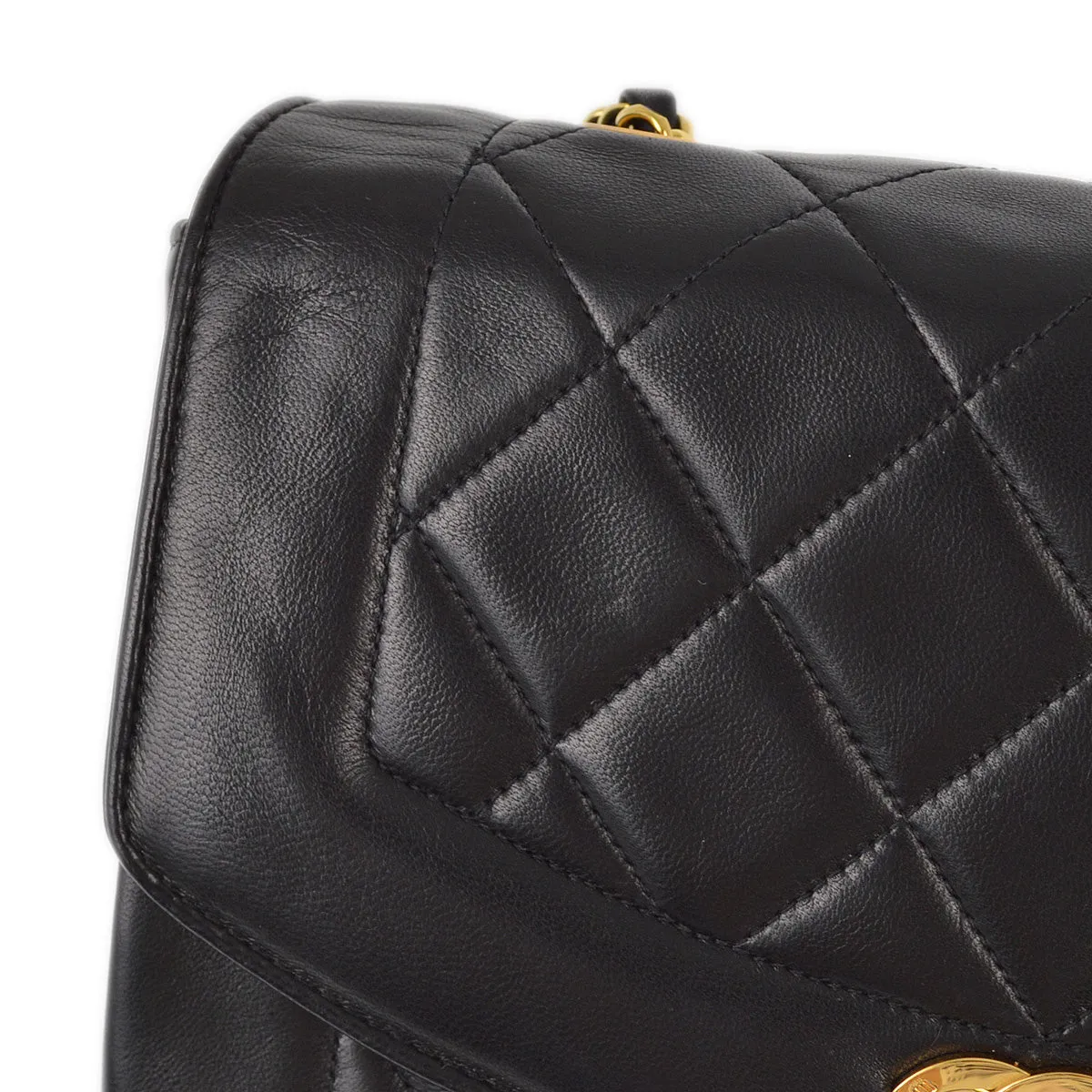 Chanel 1991-1994 Black Lambskin Small Diana Shoulder Bag