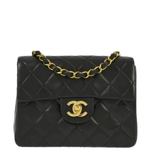 Chanel 1994-1996 Black Lambskin Mini Classic Square Flap Shoulder Bag 17