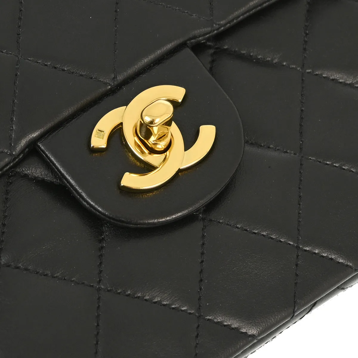Chanel 1994-1996 Black Lambskin Mini Classic Square Flap Shoulder Bag 17