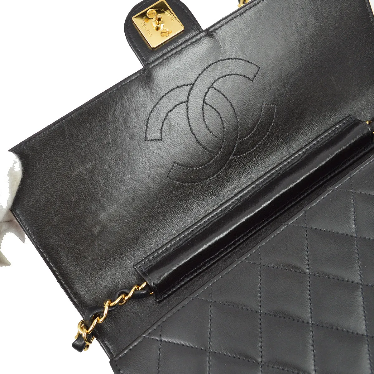 Chanel 1997-1999 Black Lambskin Single Flap Shoulder Bag