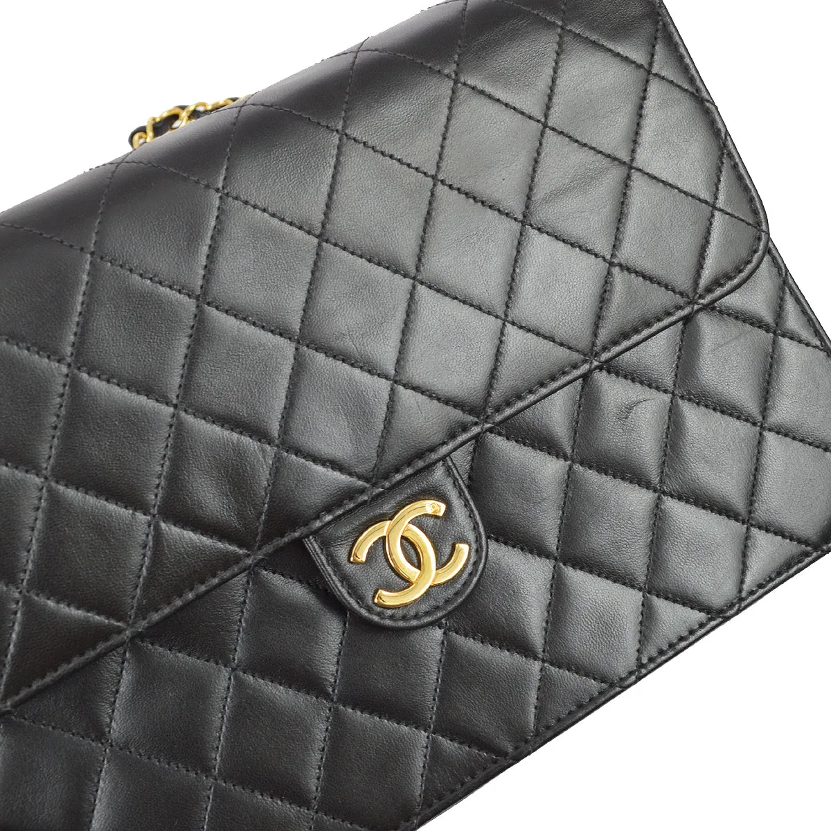 Chanel 1997-1999 Black Lambskin Single Flap Shoulder Bag