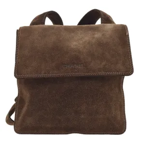 CHANEL 1997-1999 Brown Suede Logo Shoulder Bag