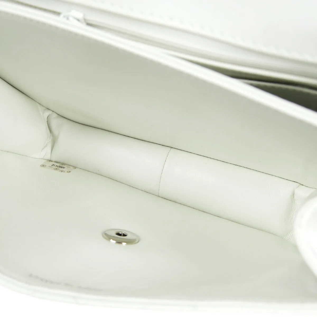 CHANEL 1998 Flap Shoulder Bag Small White Calfskin