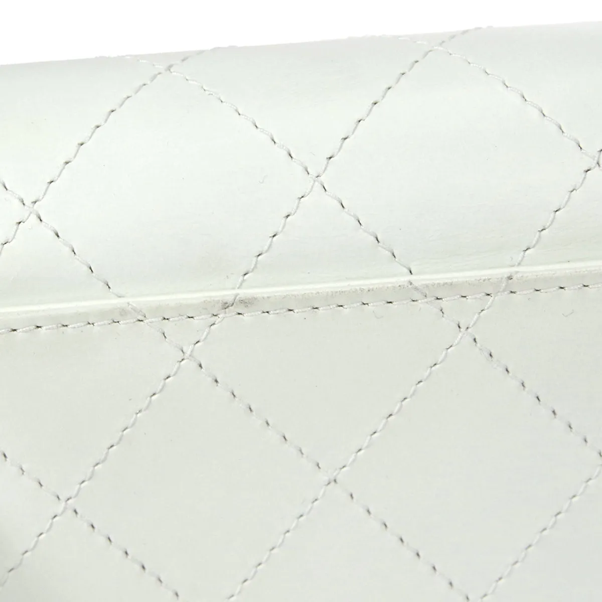CHANEL 1998 Flap Shoulder Bag Small White Calfskin