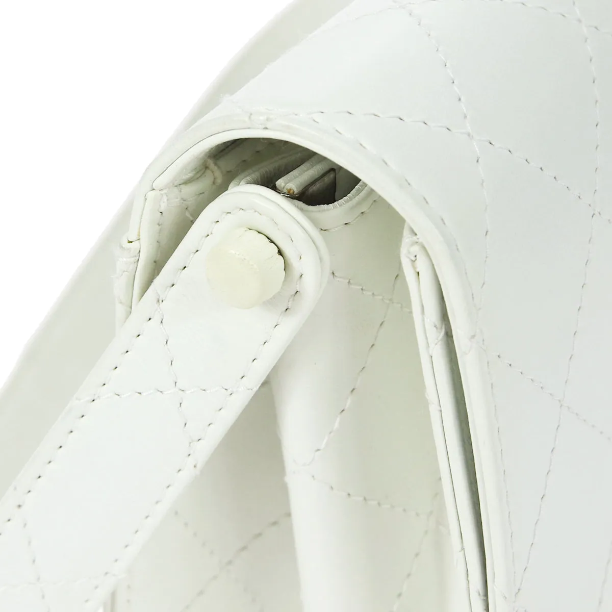CHANEL 1998 Flap Shoulder Bag Small White Calfskin