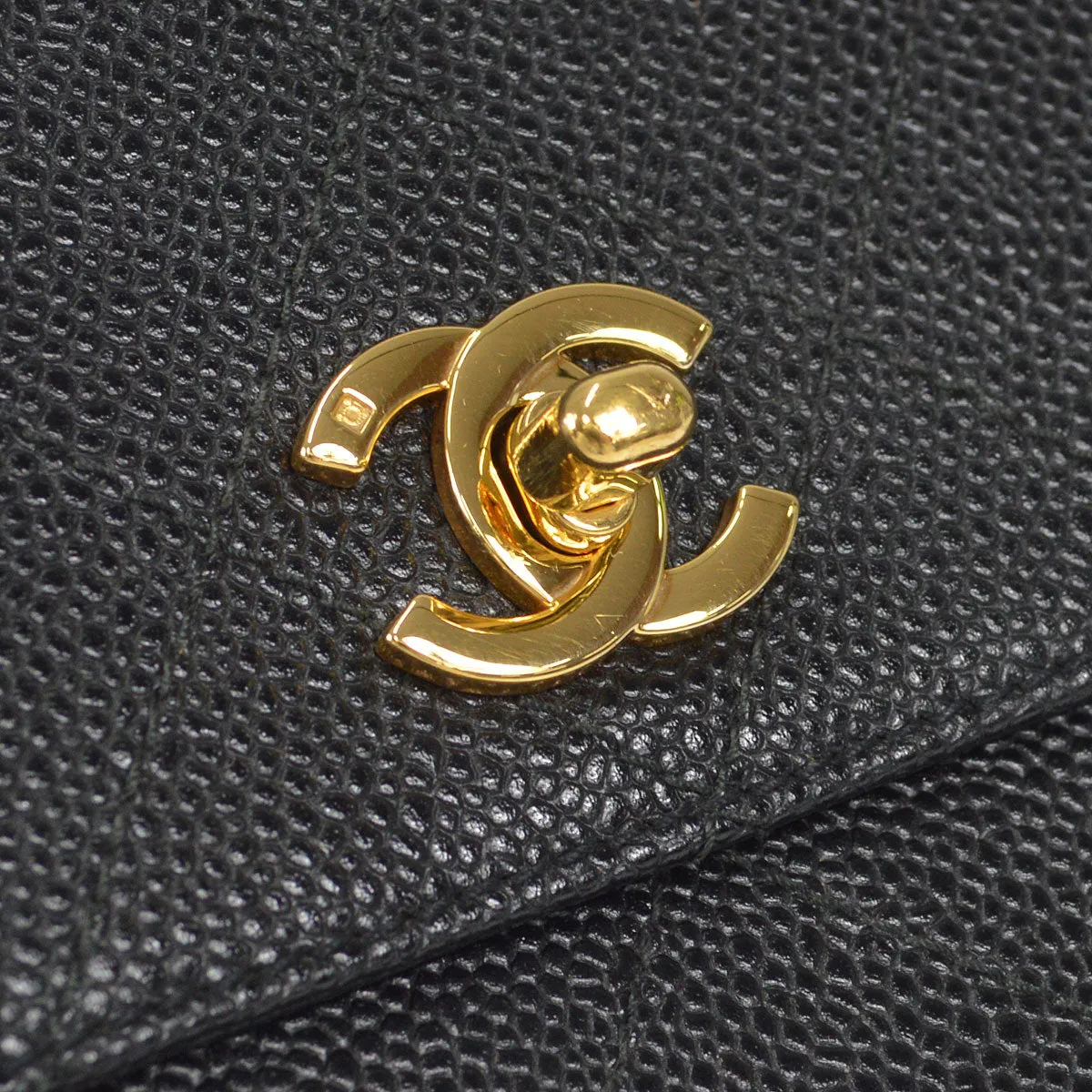 CHANEL 1998 Straight Flap Shoulder Bag Black Caviar