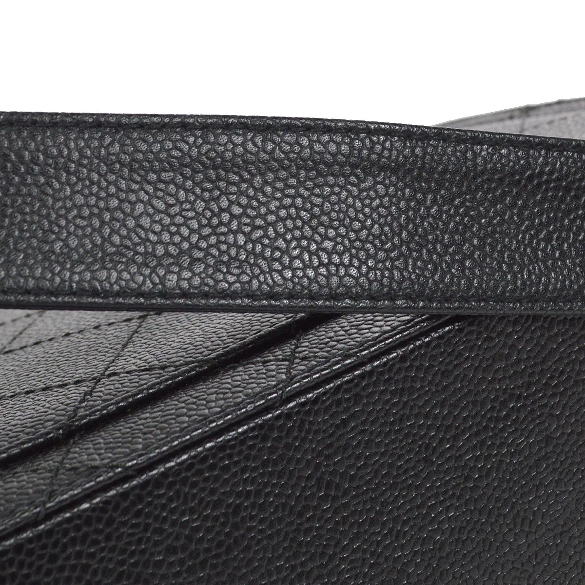 CHANEL 1998 Straight Flap Shoulder Bag Black Caviar