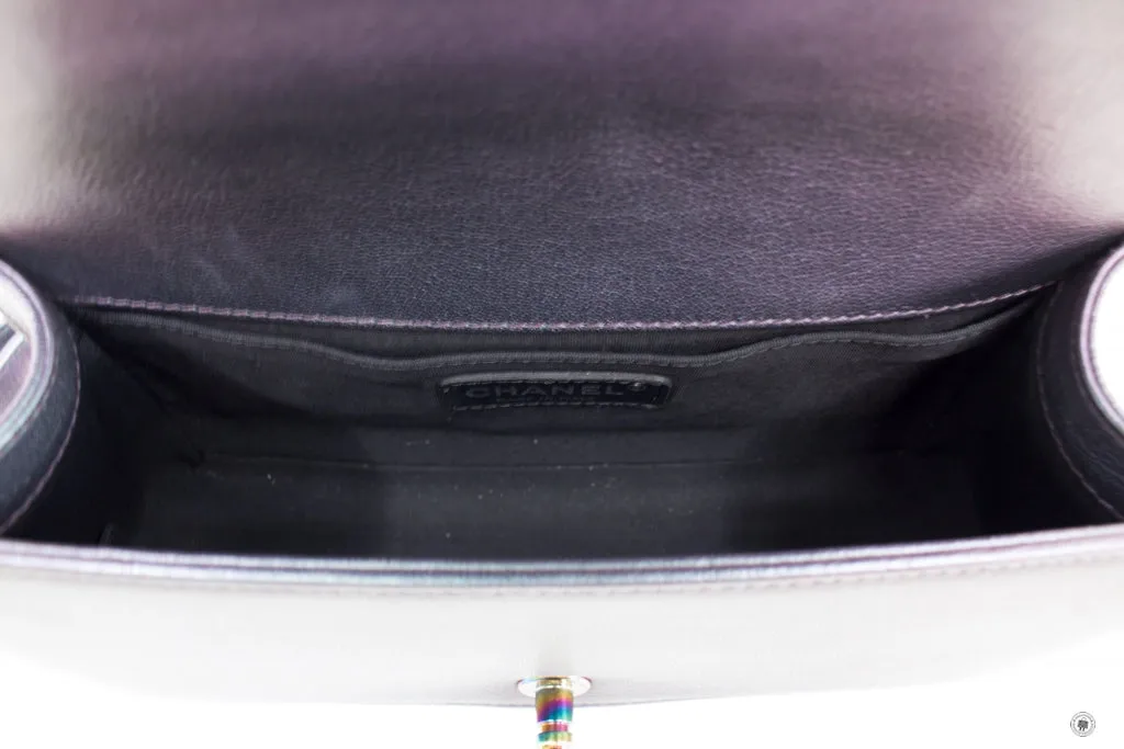 Chanel A67086 Boy Rainbow  Iridescent Purple  Calfskin Medium Shoulder Bags