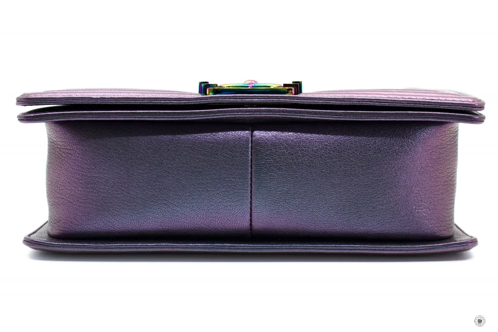 Chanel A67086 Boy Rainbow  Iridescent Purple  Calfskin Medium Shoulder Bags