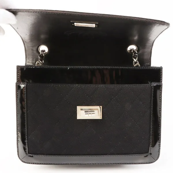 Chanel Around 2000 Made Canvas Patent Combination 2.55 Chain Shoulder Bag Black