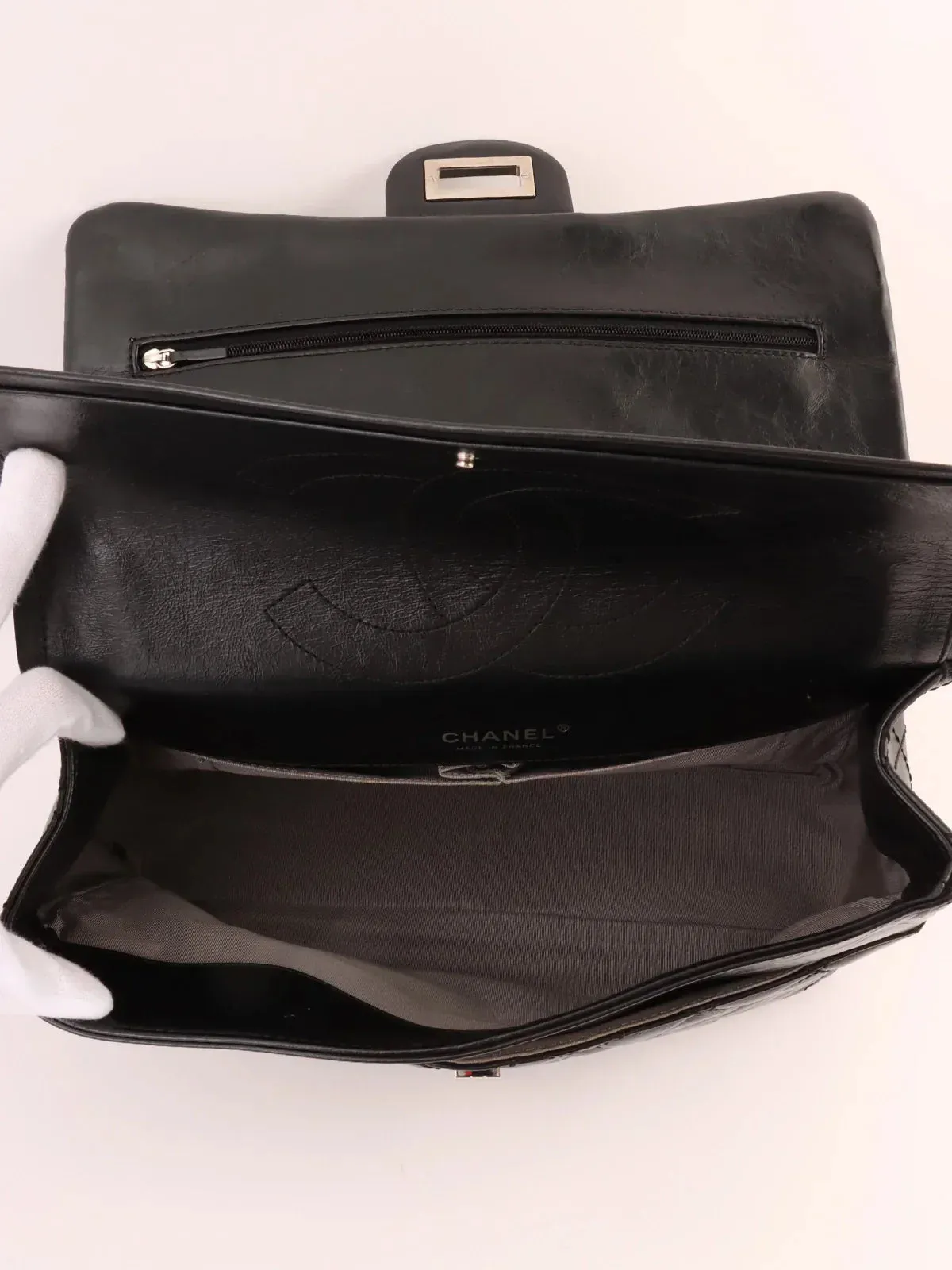 CHANEL Around 2008 Made 2.55 Chain Shoulder Bag Black