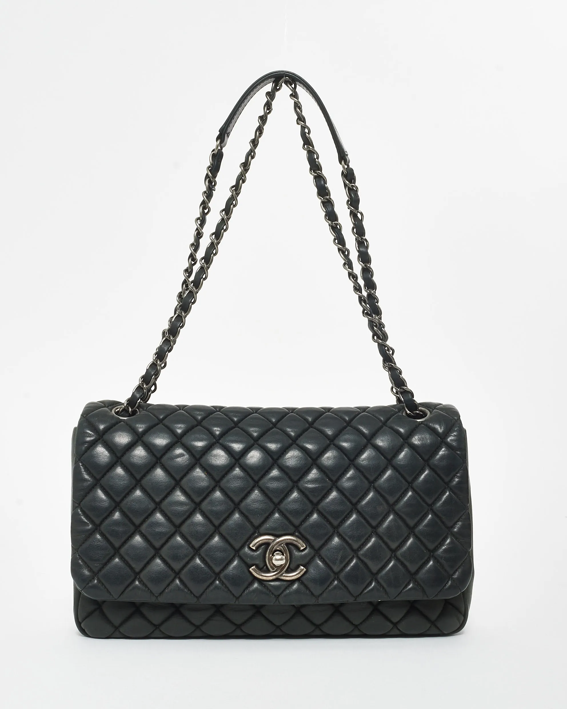 Chanel Black Lambskin Gunmetal Hardware Flap Shoulder Bag