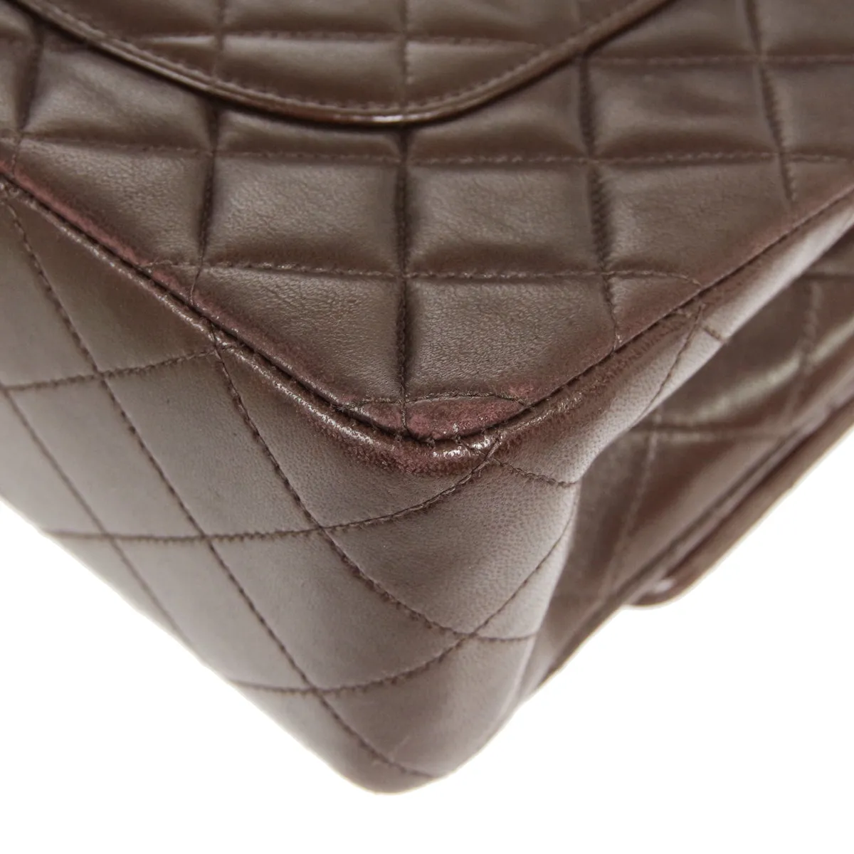 CHANEL * Classic Double Flap Medium Shoulder Bag Brown Lambskin