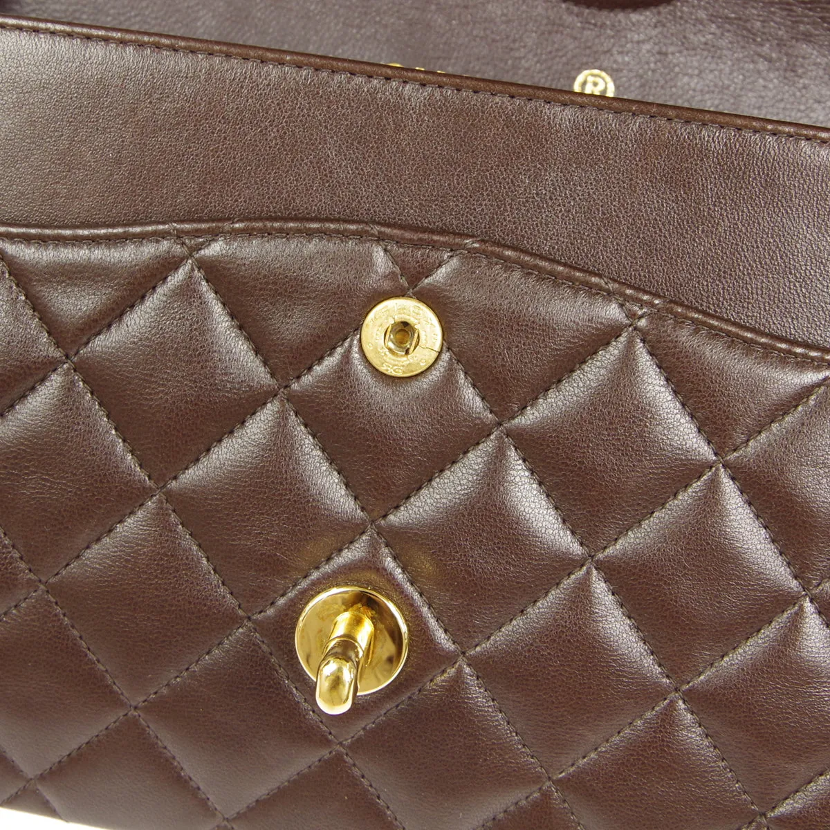 CHANEL * Classic Double Flap Medium Shoulder Bag Brown Lambskin