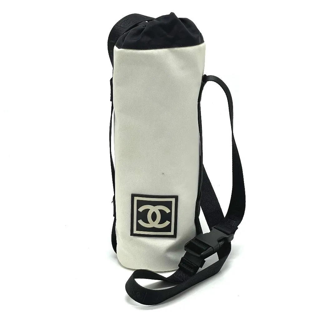 CHANEL Shoulder Bag Nylon White x black Sports Line CCCOCO Mark drink bag Women Used