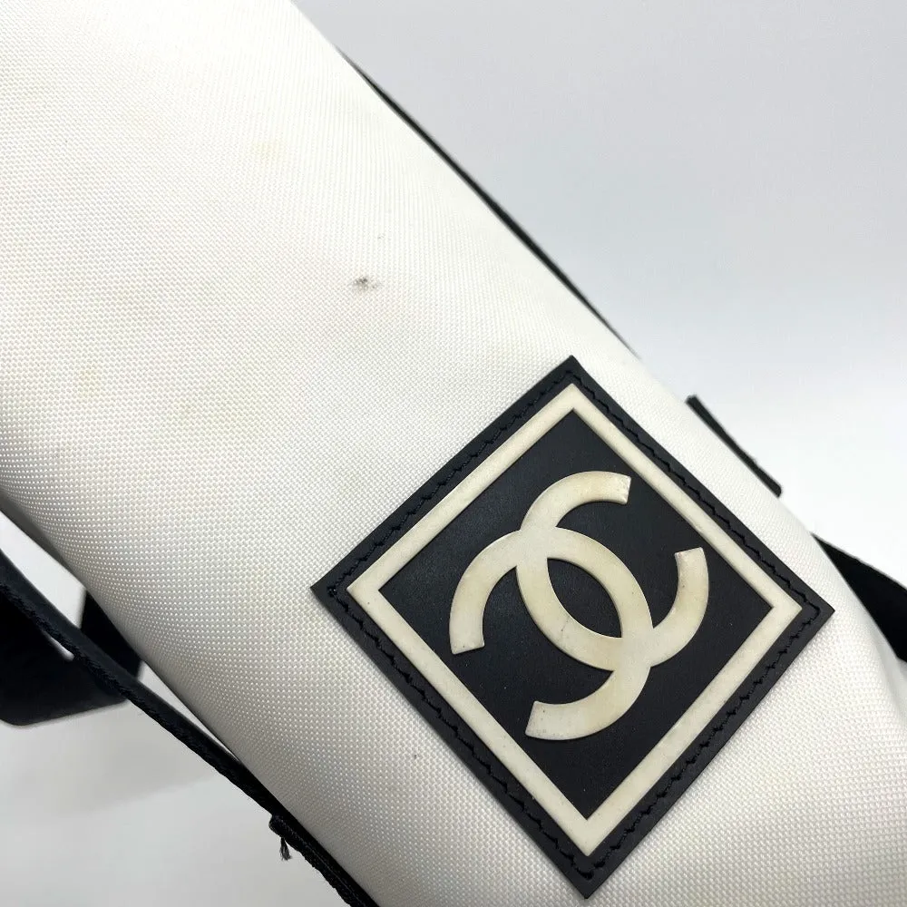 CHANEL Shoulder Bag Nylon White x black Sports Line CCCOCO Mark drink bag Women Used