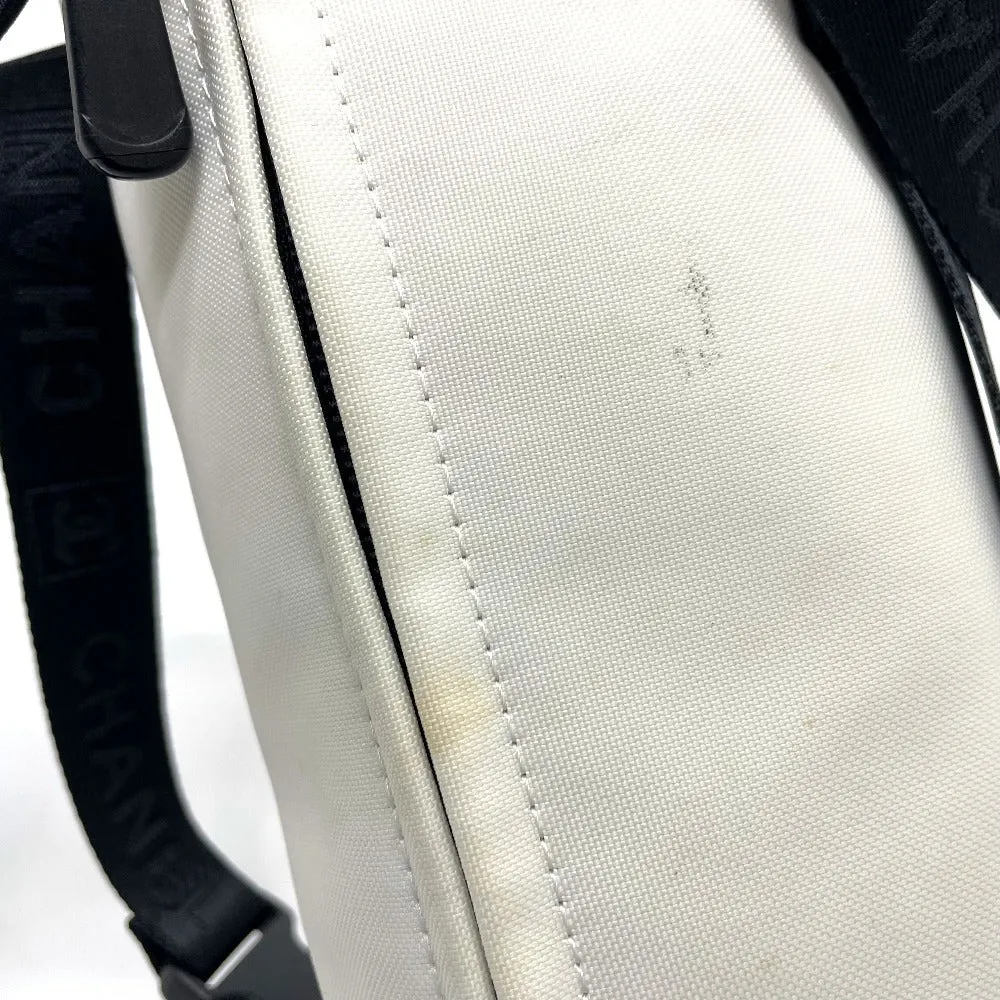 CHANEL Shoulder Bag Nylon White x black Sports Line CCCOCO Mark drink bag Women Used