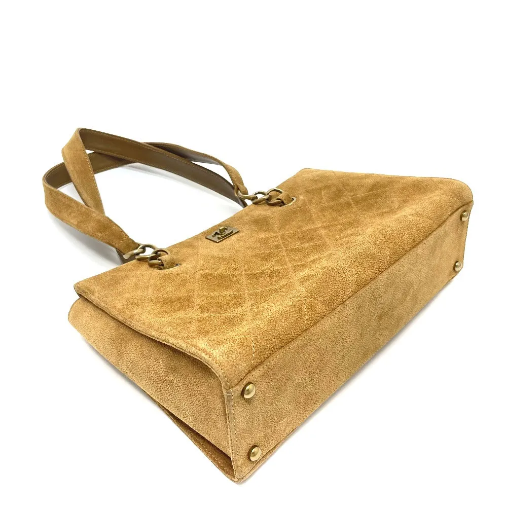 CHANEL Shoulder Bag suede Brown CC COCO Mark Matrasse Women Used