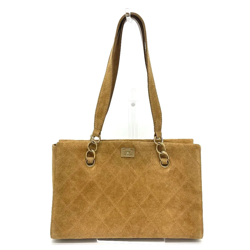 CHANEL Shoulder Bag suede Brown CC COCO Mark Matrasse Women Used