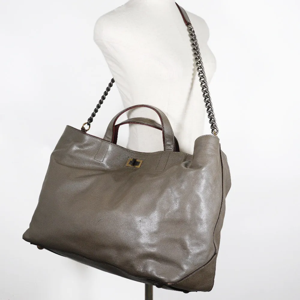 CHANEL Tote Bag Caviar skin gray 2WAY ChainShoulder 2.55 Women Used