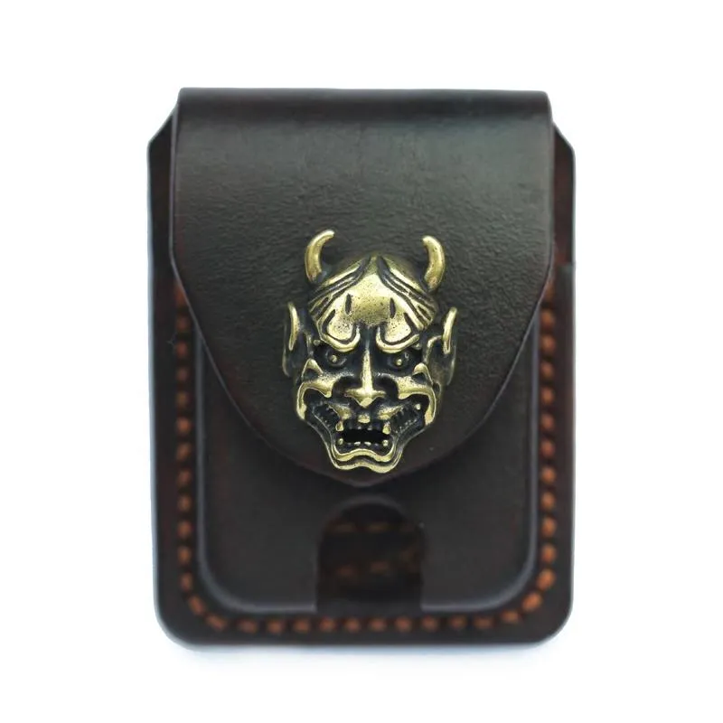 Chocolate Handmade Leather Mens Zippo Lighter Case With Belt Loop Cool Standard Lighter Holders For Men