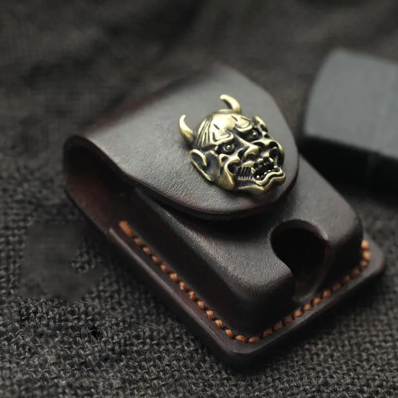 Chocolate Handmade Leather Mens Zippo Lighter Case With Belt Loop Cool Standard Lighter Holders For Men