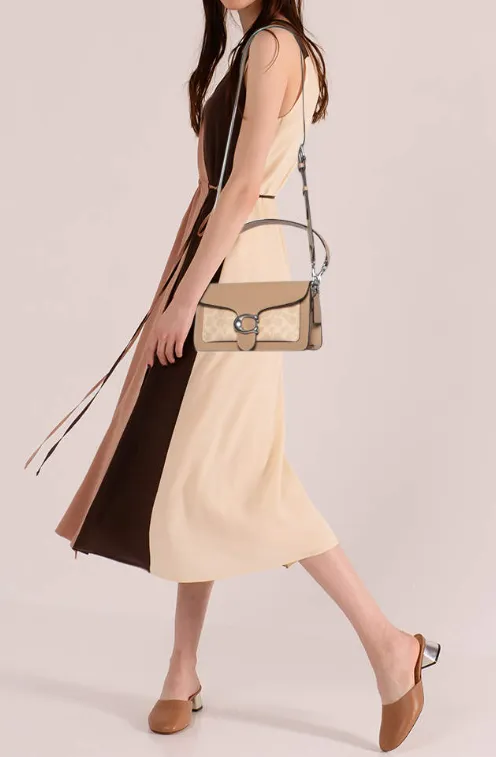Coach Beige Signature Coated Canvas and Leather Tabby 26 Shoulder Bag