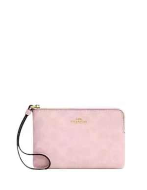 Coach Corner Zip Wristlet In Signature Canvas