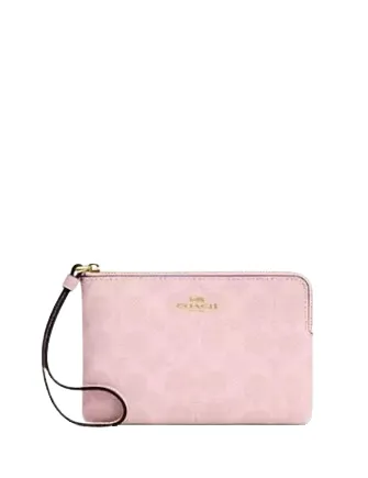Coach Corner Zip Wristlet In Signature Canvas
