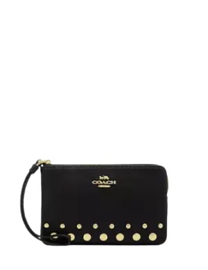 Coach Corner Zip Wristlet With Rivets